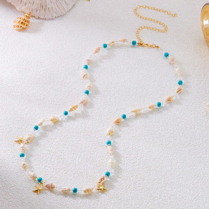 Damen Bohemian Beach Seestern Muschel Taillenkette