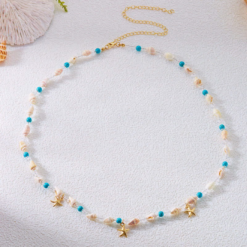 Damen Bohemian Beach Seestern Muschel Taillenkette