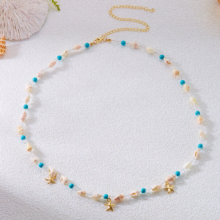 Damen Bohemian Beach Seestern Muschel Taillenkette