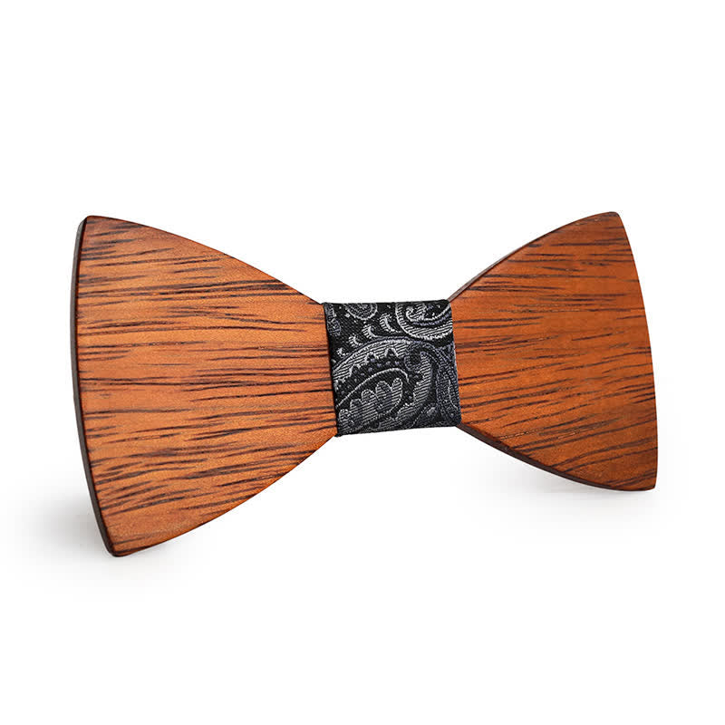 Handgemachte Bambus-Holzfliege für Herren - Graues Paisley - image 11