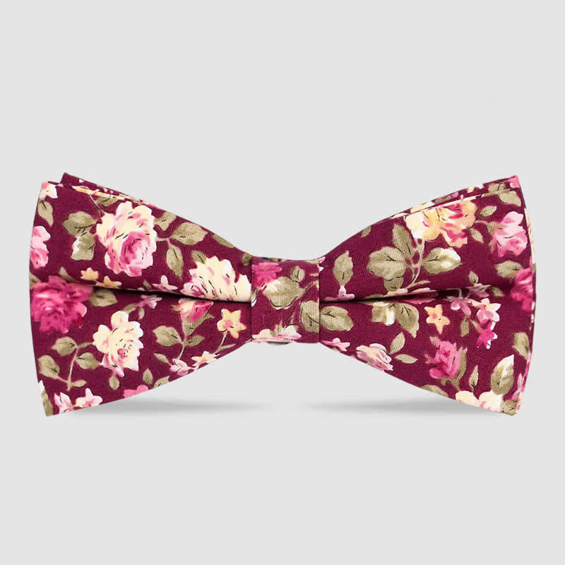 Herren Baumwolle Wald Blumenmuster Fliege - Kastanienbraun - image 0