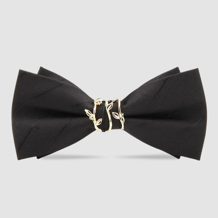 Luxuriöse goldene Krawattenschleife aus Satin für Herren mit Weinblättermuster