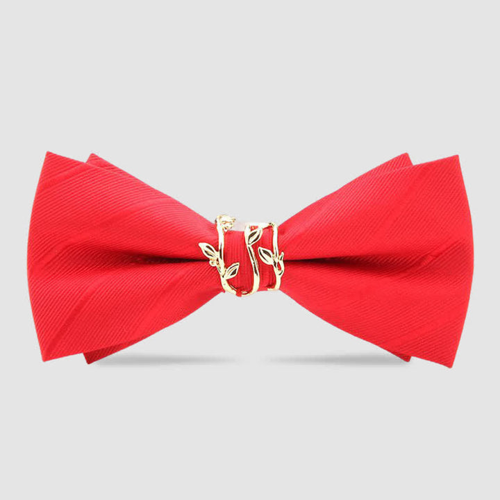 Luxuriöse goldene Krawattenschleife aus Satin für Herren mit Weinblättermuster