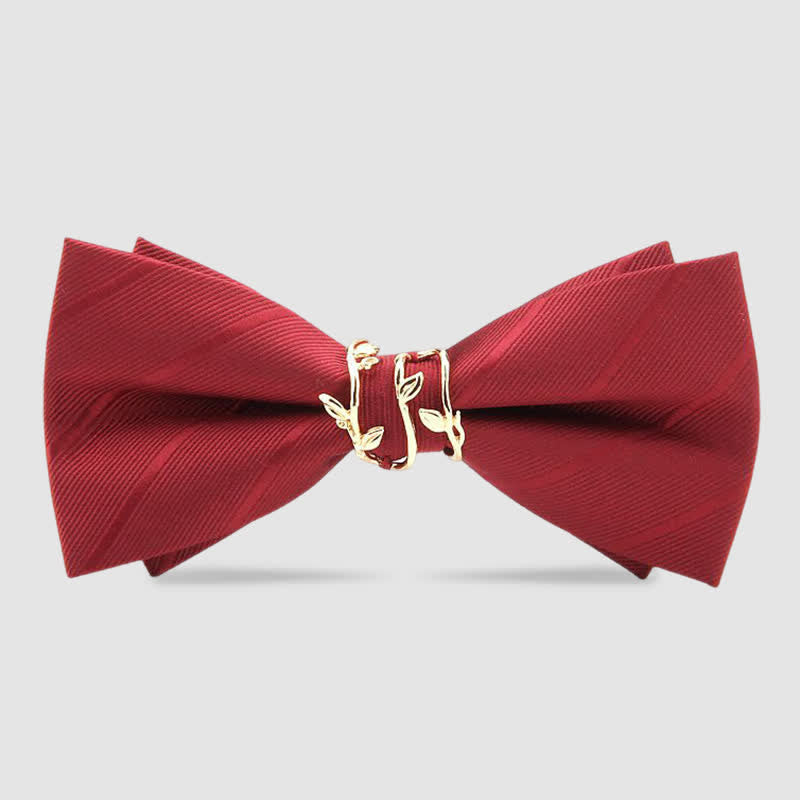 Luxuriöse goldene Krawattenschleife aus Satin für Herren mit Weinblättermuster