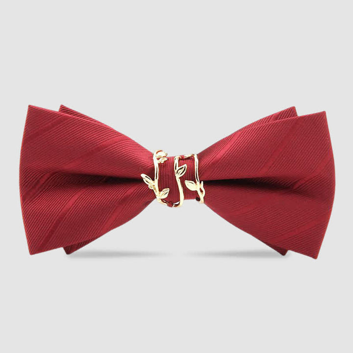 Luxuriöse goldene Krawattenschleife aus Satin für Herren mit Weinblättermuster