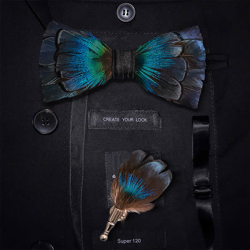 Kaskadierende marineblaue Federfliege mit Anstecknadel - Erwachsene - image 0