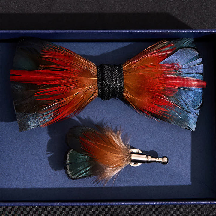 Heiße rote und stahlblaue Federfliege mit Reversnadel - image 3
