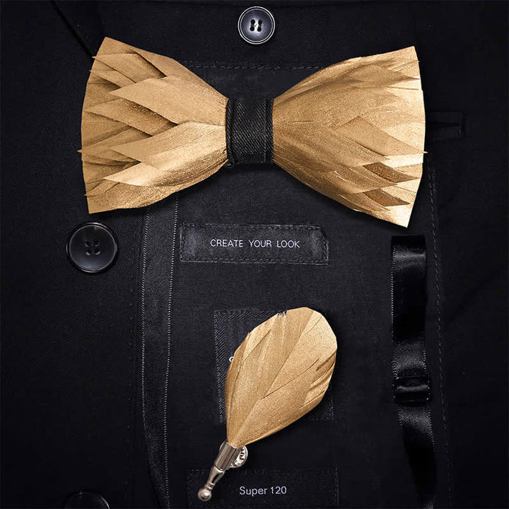 Sunshine Fliege mit Federn aus massivem Gold