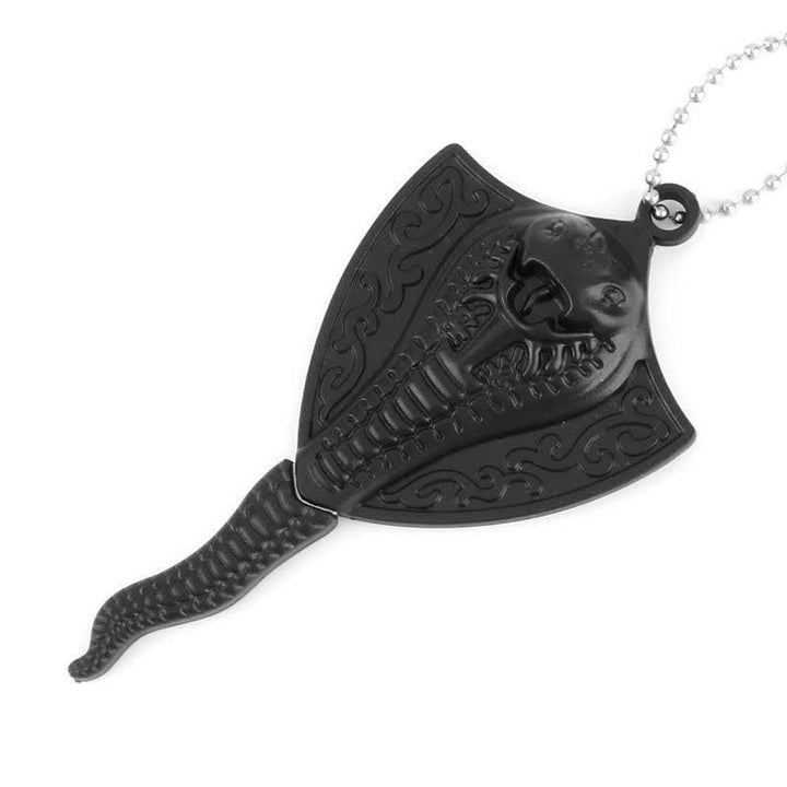 Halskette mit Anhänger „Drache, Totenkopf, Schlange, versteckte Mini-Klinge“