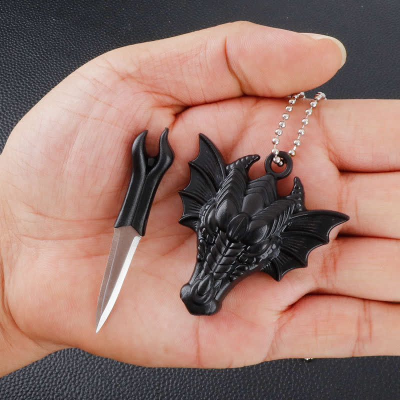 Halskette mit Anhänger „Drache, Totenkopf, Schlange, versteckte Mini-Klinge“