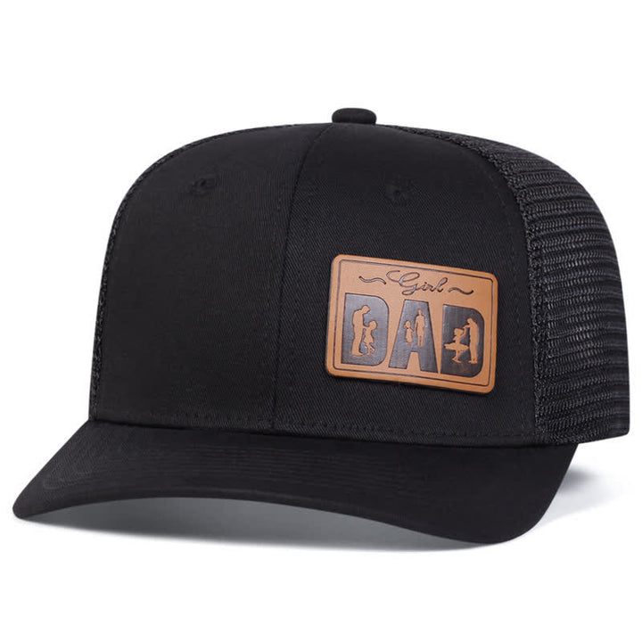 Verstellbare Trucker-Mütze mit Lederaufnäher für Mädchen und Papa
