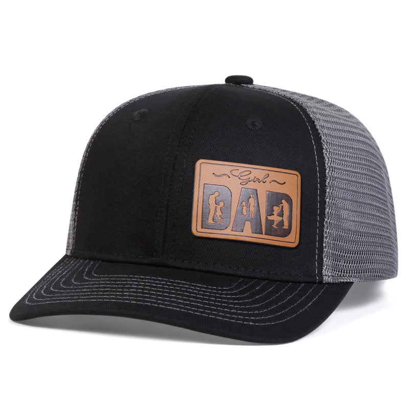 Verstellbare Trucker-Mütze mit Lederaufnäher für Mädchen und Papa