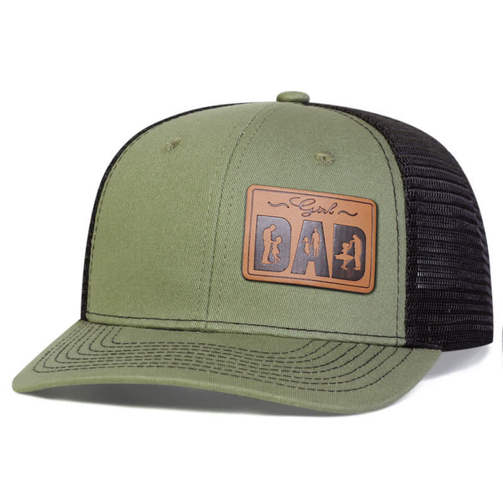 Verstellbare Trucker-Mütze mit Lederaufnäher für Mädchen und Papa