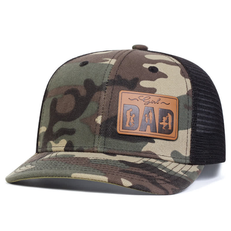 Verstellbare Trucker-Mütze mit Lederaufnäher für Mädchen und Papa