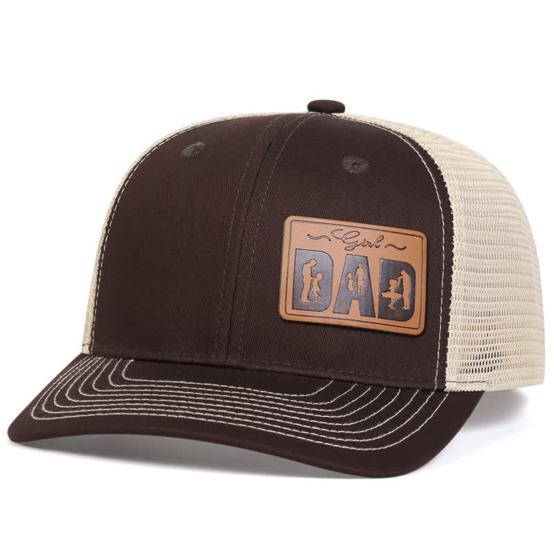 Verstellbare Trucker-Mütze mit Lederaufnäher für Mädchen und Papa