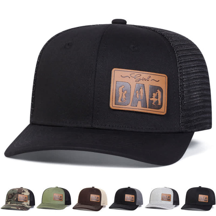 Verstellbare Trucker-Mütze mit Lederaufnäher für Mädchen und Papa