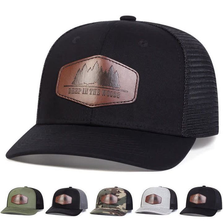 Trucker-Mütze „Deep In The Woods“ aus Leder mit Label-Patch