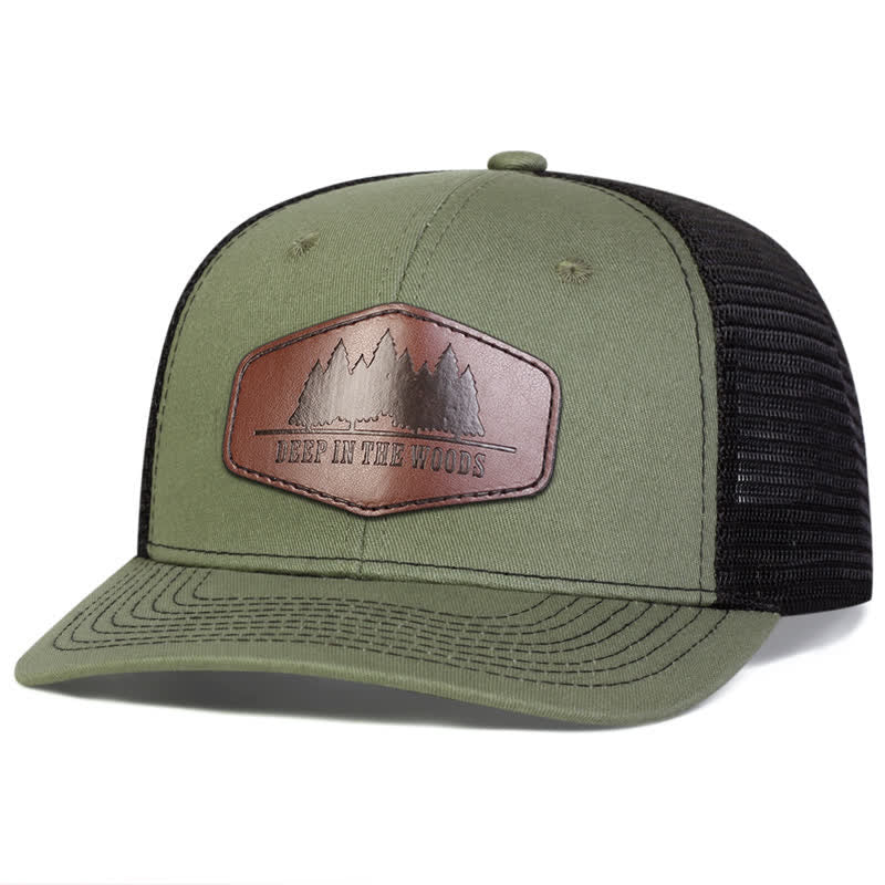 Trucker-Mütze „Deep In The Woods“ aus Leder mit Label-Patch