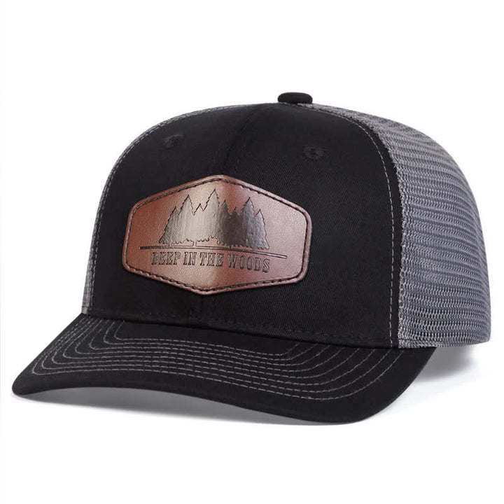 Trucker-Mütze „Deep In The Woods“ aus Leder mit Label-Patch