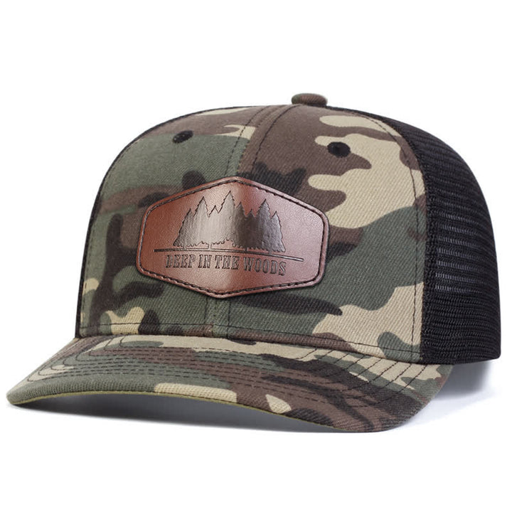 Trucker-Mütze „Deep In The Woods“ aus Leder mit Label-Patch