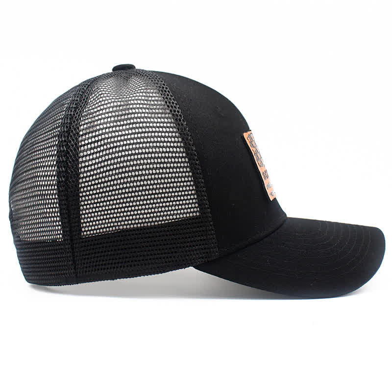 Best Dad Ever Trucker-Mütze mit USA-Flagge, Leder-Etikett und Aufnäher