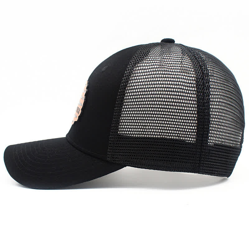 Best Dad Ever Trucker-Mütze mit USA-Flagge, Leder-Etikett und Aufnäher