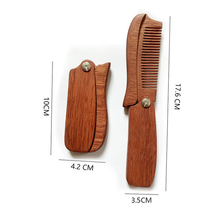 Personalisierter, geschnitzter Name, faltbarer Bart-Haarkamm aus Holz - Stil Nr. 1 - image 2