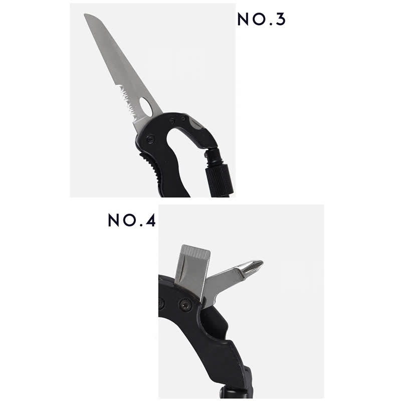 5-in-1-Multitool-Klappmesser D-förmige Schnalle Karabiner Schlüsselanhänger
