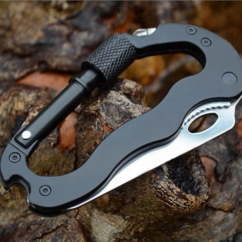 5-in-1-Multitool-Klappmesser D-förmige Schnalle Karabiner Schlüsselanhänger - Schwarz - image 0