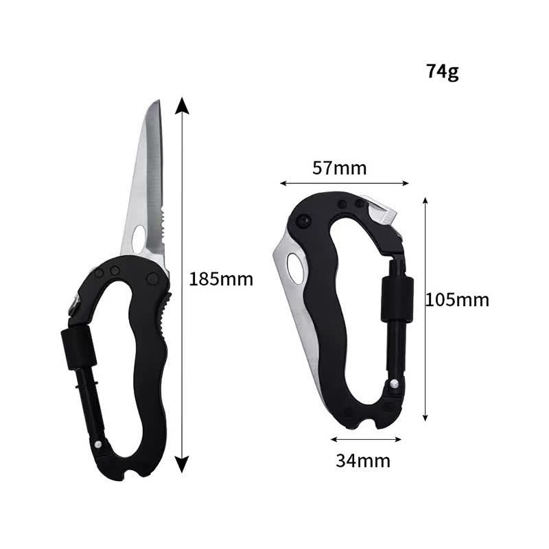 5-in-1-Multitool-Klappmesser D-förmige Schnalle Karabiner Schlüsselanhänger
