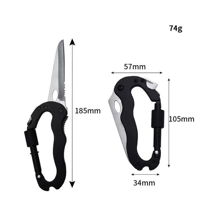 5-in-1-Multitool-Klappmesser D-förmige Schnalle Karabiner Schlüsselanhänger