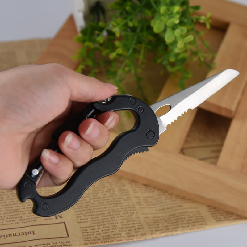 5-in-1-Multitool-Klappmesser D-förmige Schnalle Karabiner Schlüsselanhänger