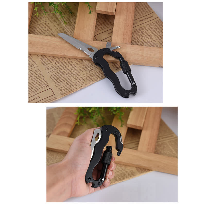 5-in-1-Multitool-Klappmesser D-förmige Schnalle Karabiner Schlüsselanhänger