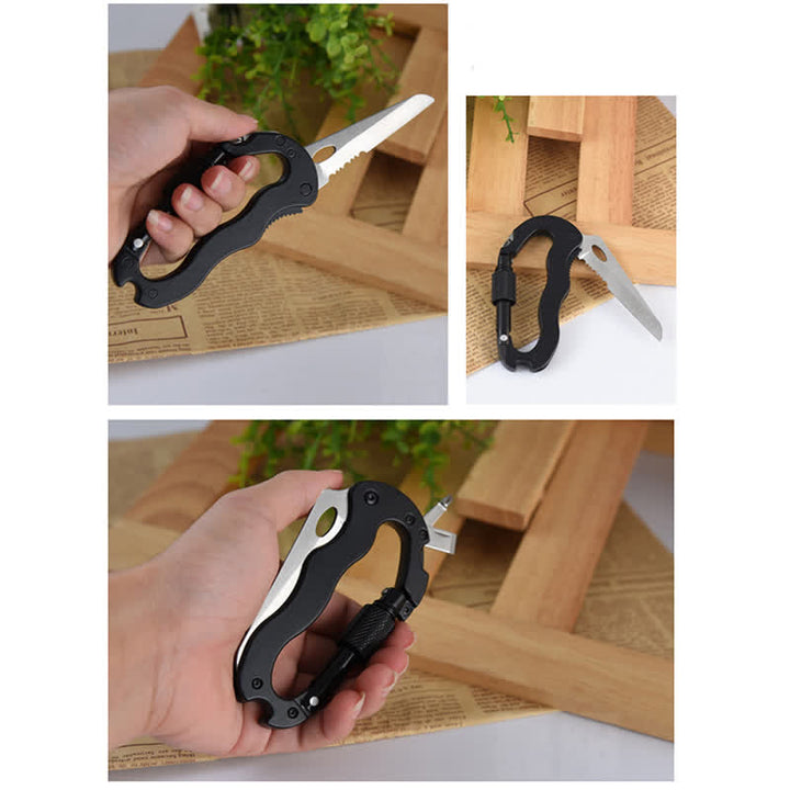 5-in-1-Multitool-Klappmesser D-förmige Schnalle Karabiner Schlüsselanhänger