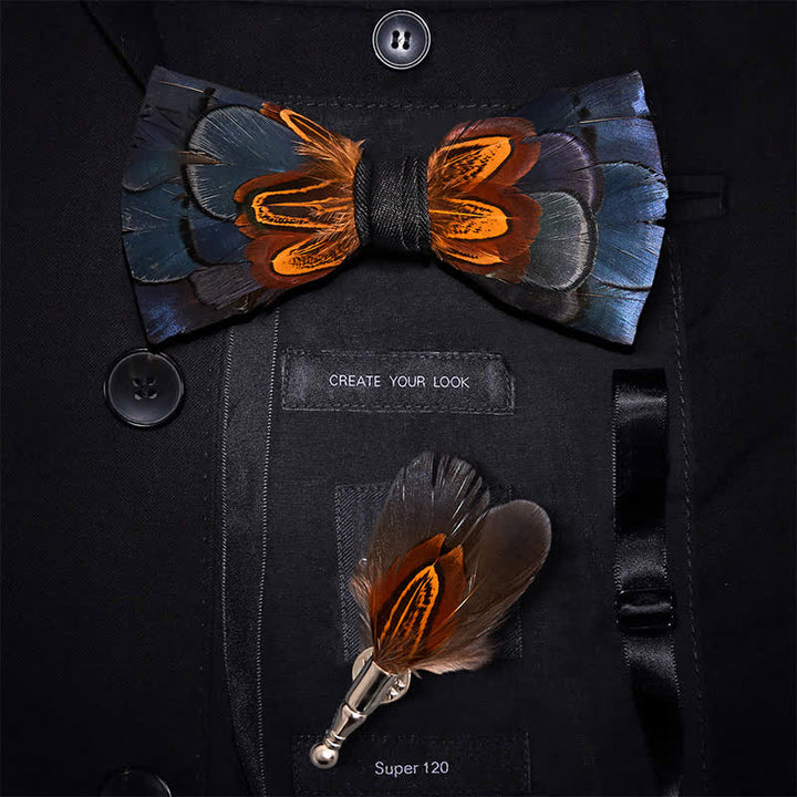 Navy & Rost Feder-Fliege mit Reversnadel