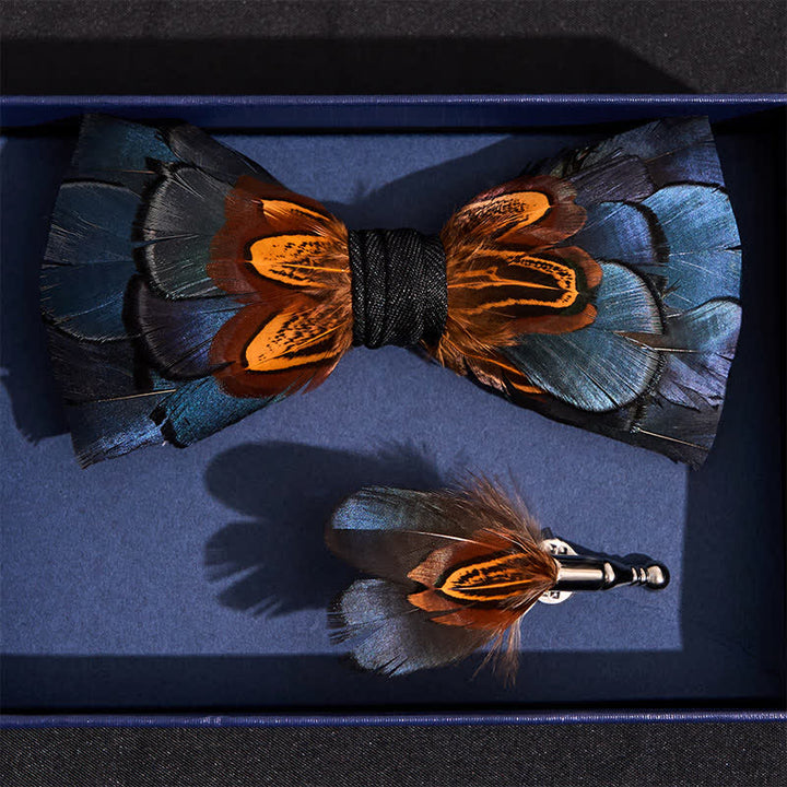 Navy & Rost Feder-Fliege mit Reversnadel