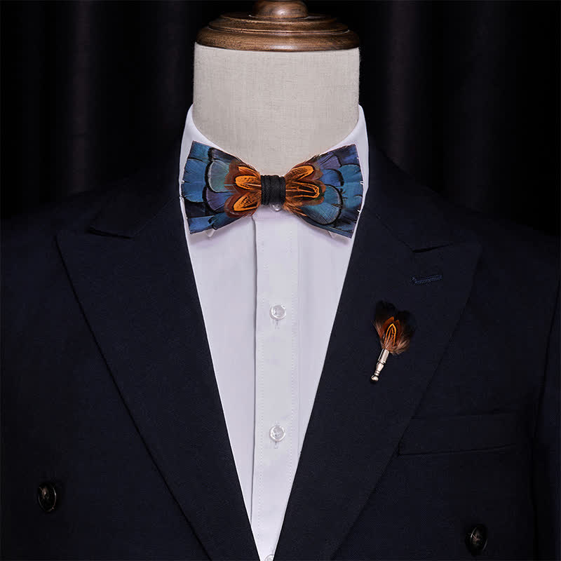 Navy & Rost Feder-Fliege mit Reversnadel
