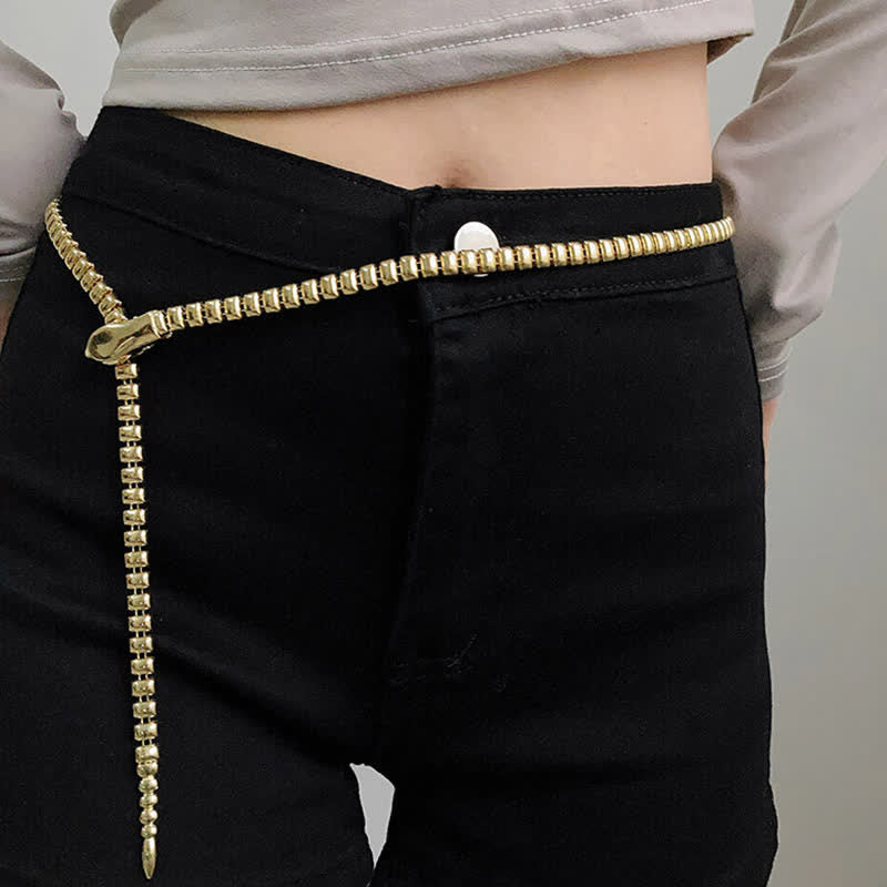 Damen Retro Schlangenförmiger Taillenkettengürtel aus Metall