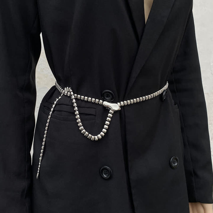 Damen Retro Schlangenförmiger Taillenkettengürtel aus Metall