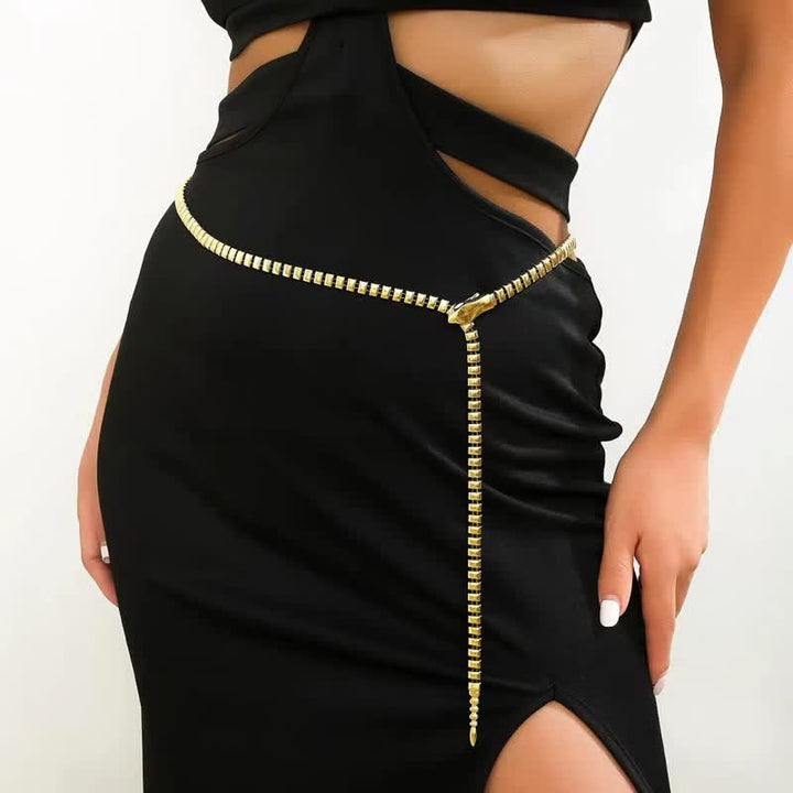 Damen Retro Schlangenförmiger Taillenkettengürtel aus Metall
