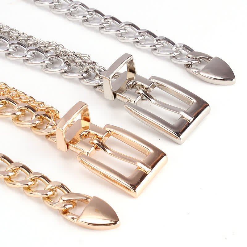Mehrschichtiger Taillengürtel aus Metall mit Gliederketten für Damen