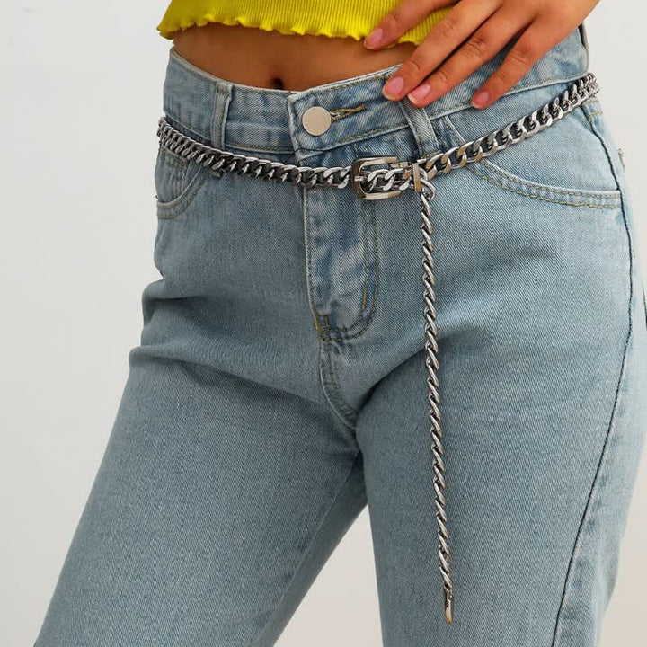 Mehrschichtiger Taillengürtel aus Metall mit Gliederketten für Damen