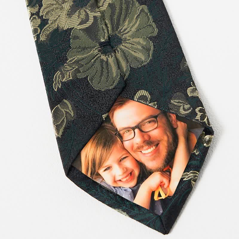 Herren Krawatte mit Blumenmuster in Waldgrün 