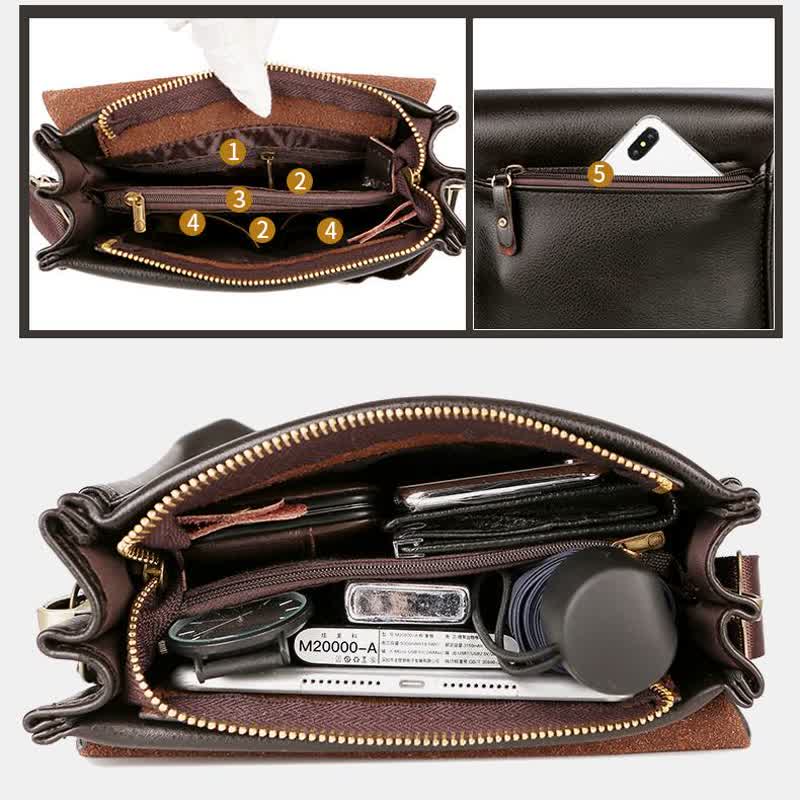 Klassische Messenger Bag mit mehreren Taschen und großem Fassungsvermögen