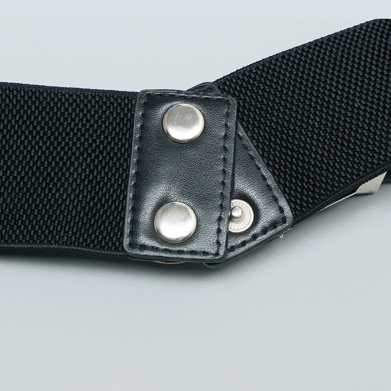 Elastischer Damengürtel aus Leder mit Doppelschnalle für Jeanshosen und Kleider