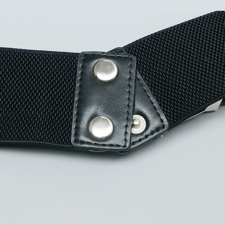 Elastischer Damengürtel aus Leder mit Doppelschnalle für Jeanshosen und Kleider