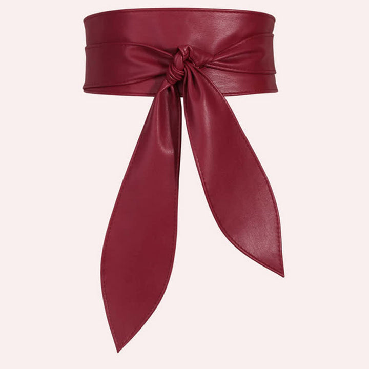 Damen-Korsettgürtel aus Leder mit breitem Bund und Wickeldesign - Burgund - image 7