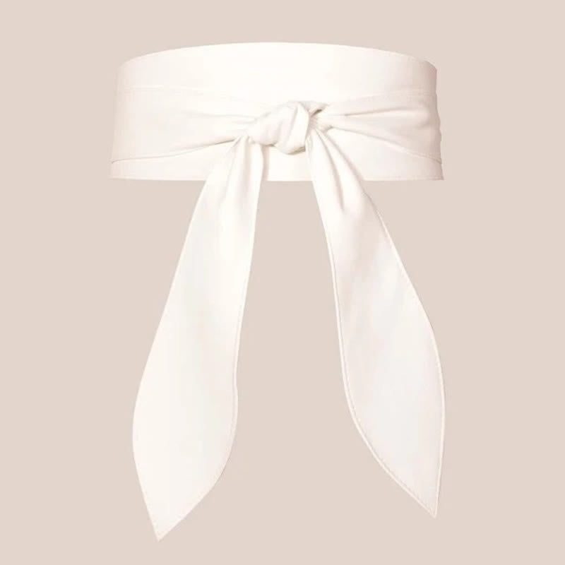 Damen-Korsettgürtel aus Leder mit breitem Bund und Wickeldesign - Weiß - image 2