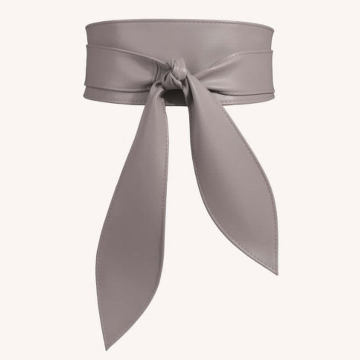 Damen-Korsettgürtel aus Leder mit breitem Bund und Wickeldesign - Grau - image 6