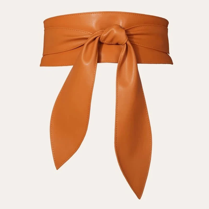 Damen-Korsettgürtel aus Leder mit breitem Bund und Wickeldesign - Orange - image 3